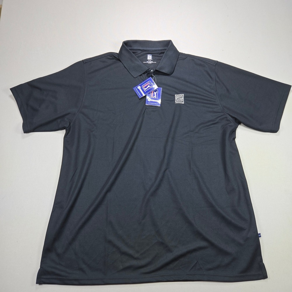 PGA Tour Polo Shirt Mens XL Black Dry Performance Short Sleeve Golf Solid‎ New